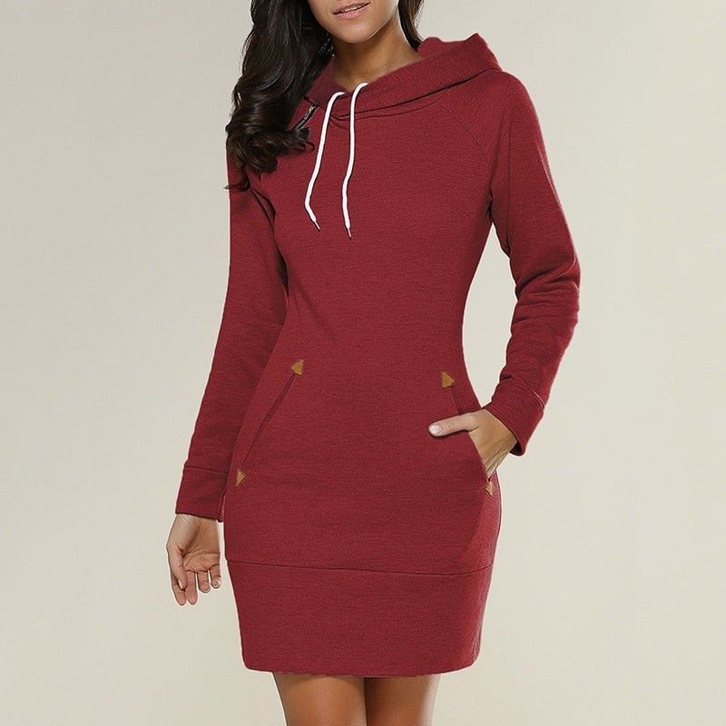 Solène | Robe Mini à Capuche et Cordon de Serrage Femme - Image 4