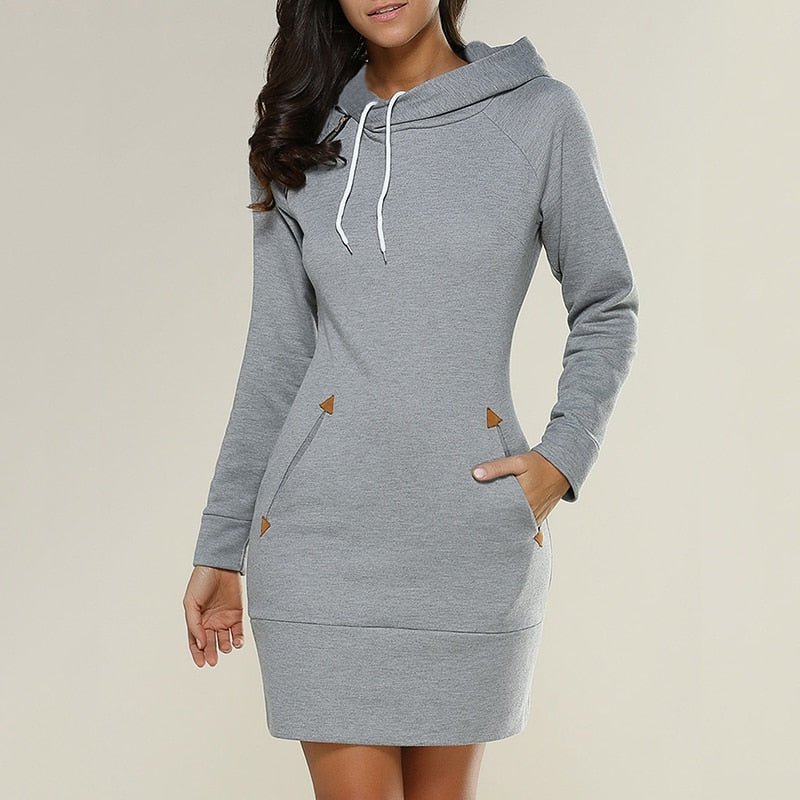 Solène | Robe Mini à Capuche et Cordon de Serrage Femme - Image 5