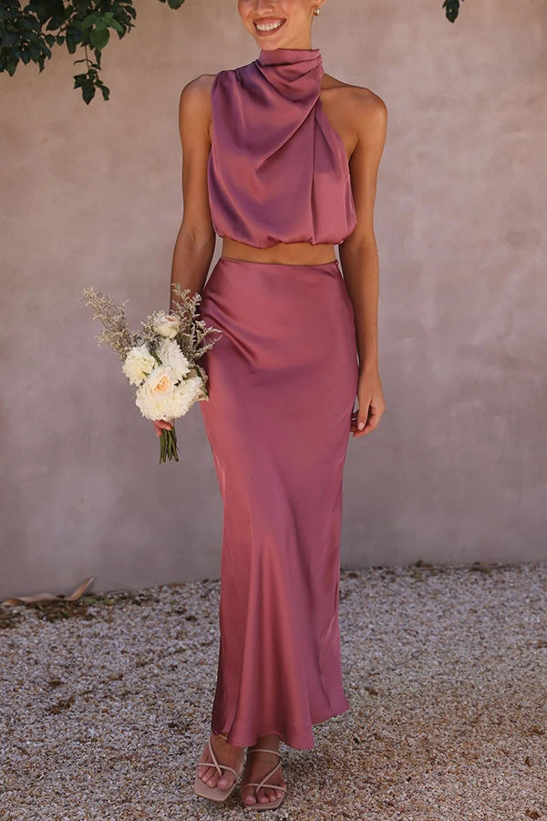 Laetitia | Ensemble deux pièces en satin élégant pour femmes - Image 5
