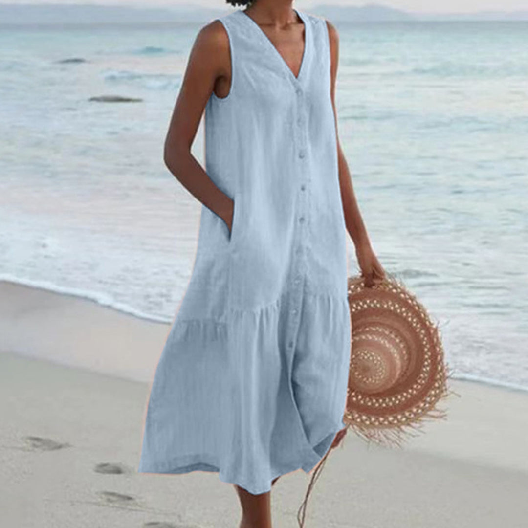 Jacqueline | Elégante robe midi sans manches pour femmes - Image 1