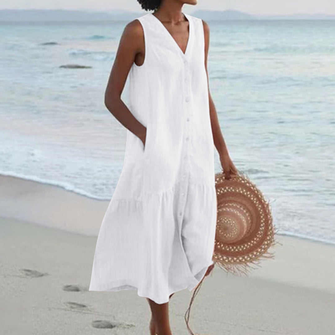 Jacqueline | Elégante robe midi sans manches pour femmes - Image 4