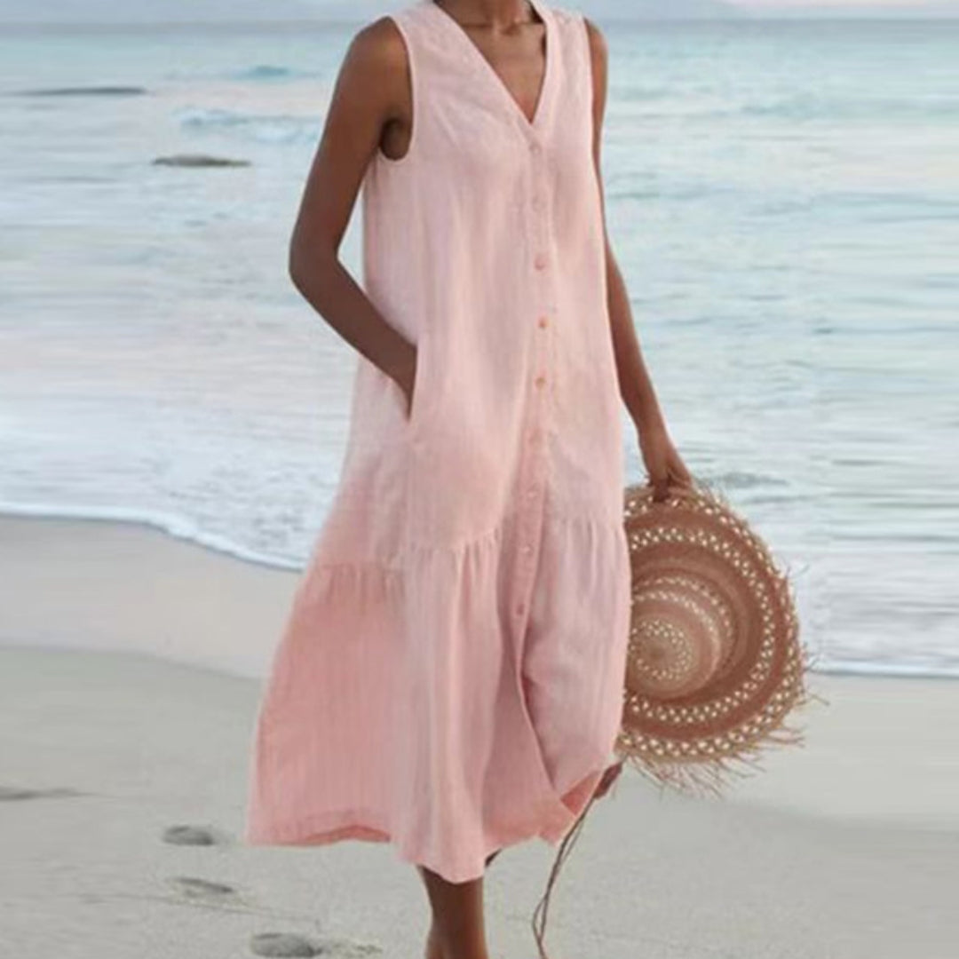Jacqueline | Elégante robe midi sans manches pour femmes - Image 6