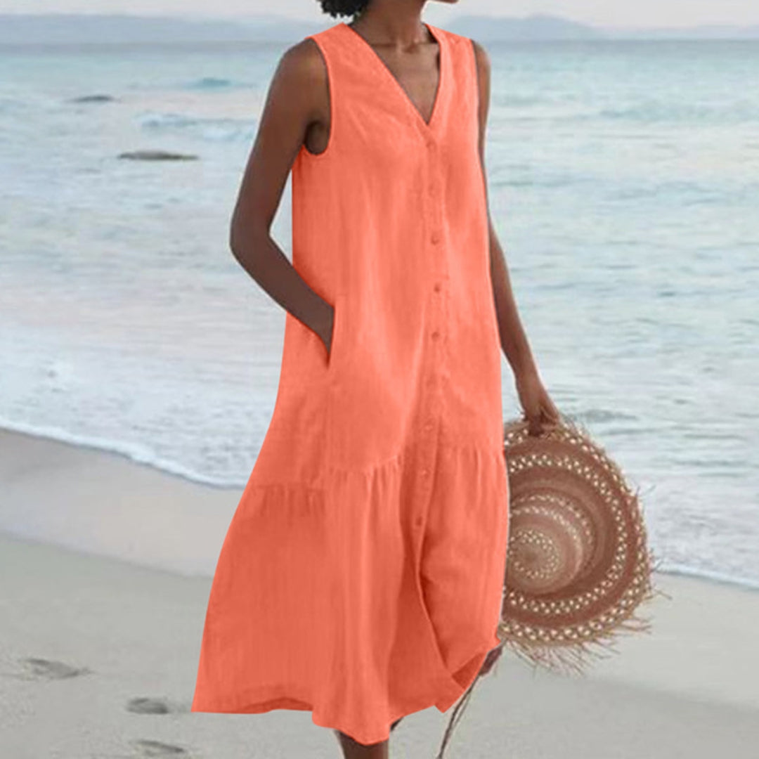 Jacqueline | Elégante robe midi sans manches pour femmes - Image 7