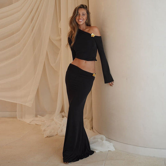 Image of Ingebjørg | Dame One Shoulder Maxi Todelt Sæt
