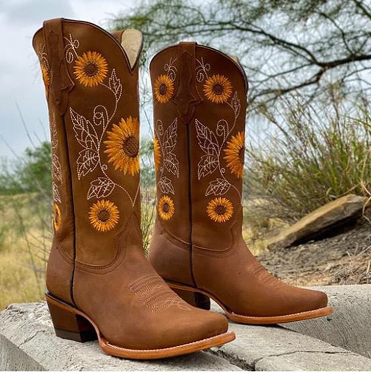 Elisabeth | Bottes de Cowboy Mi-Mollet Brodé pour Femme - Image 6