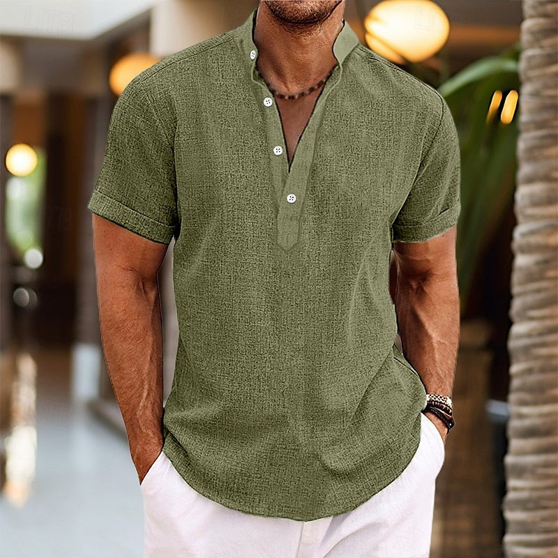 Charles | Chemise confortable à manches courtes en lin pour hommes - Image 8