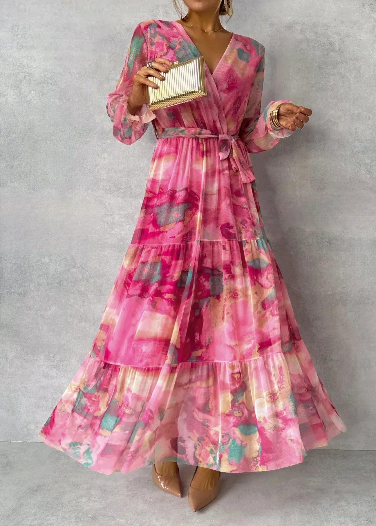Sandra | Robe de printemps rose élégante pour toutes les occasions - Image 1