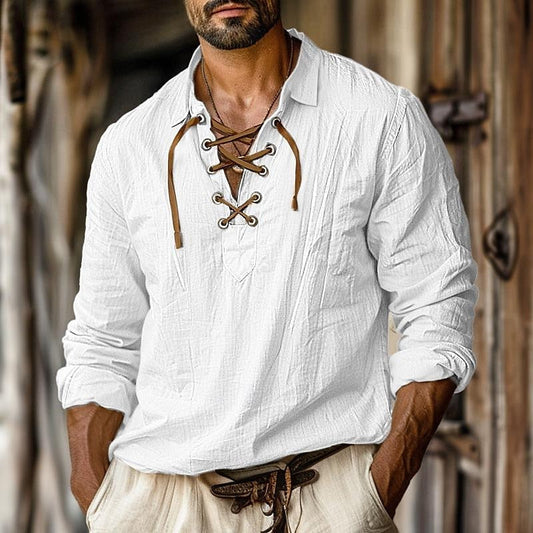Cyrille | Chemise à manches longues en lin Henry pour hommes - Image 2