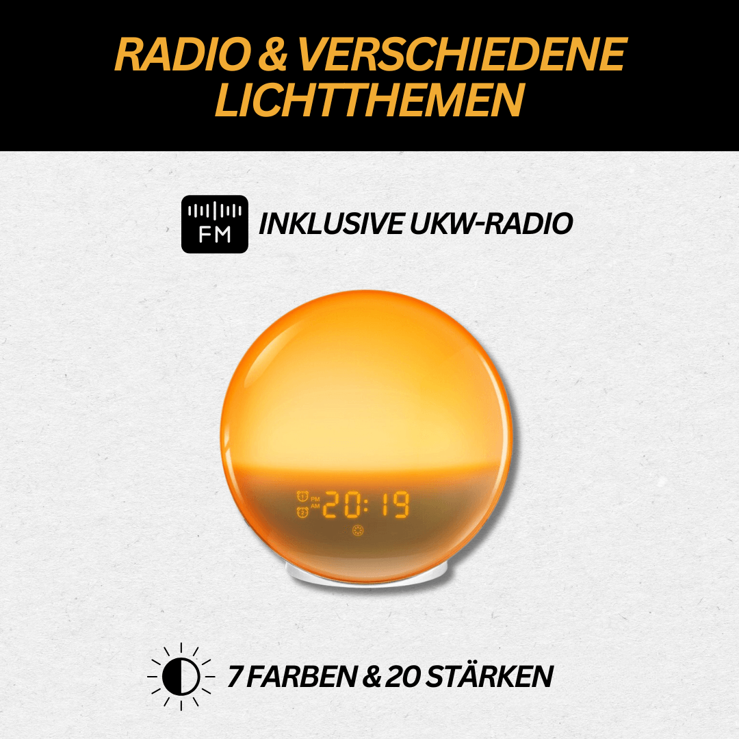 Lys Vækkeur med Radio & Naturlyde - GlowRise