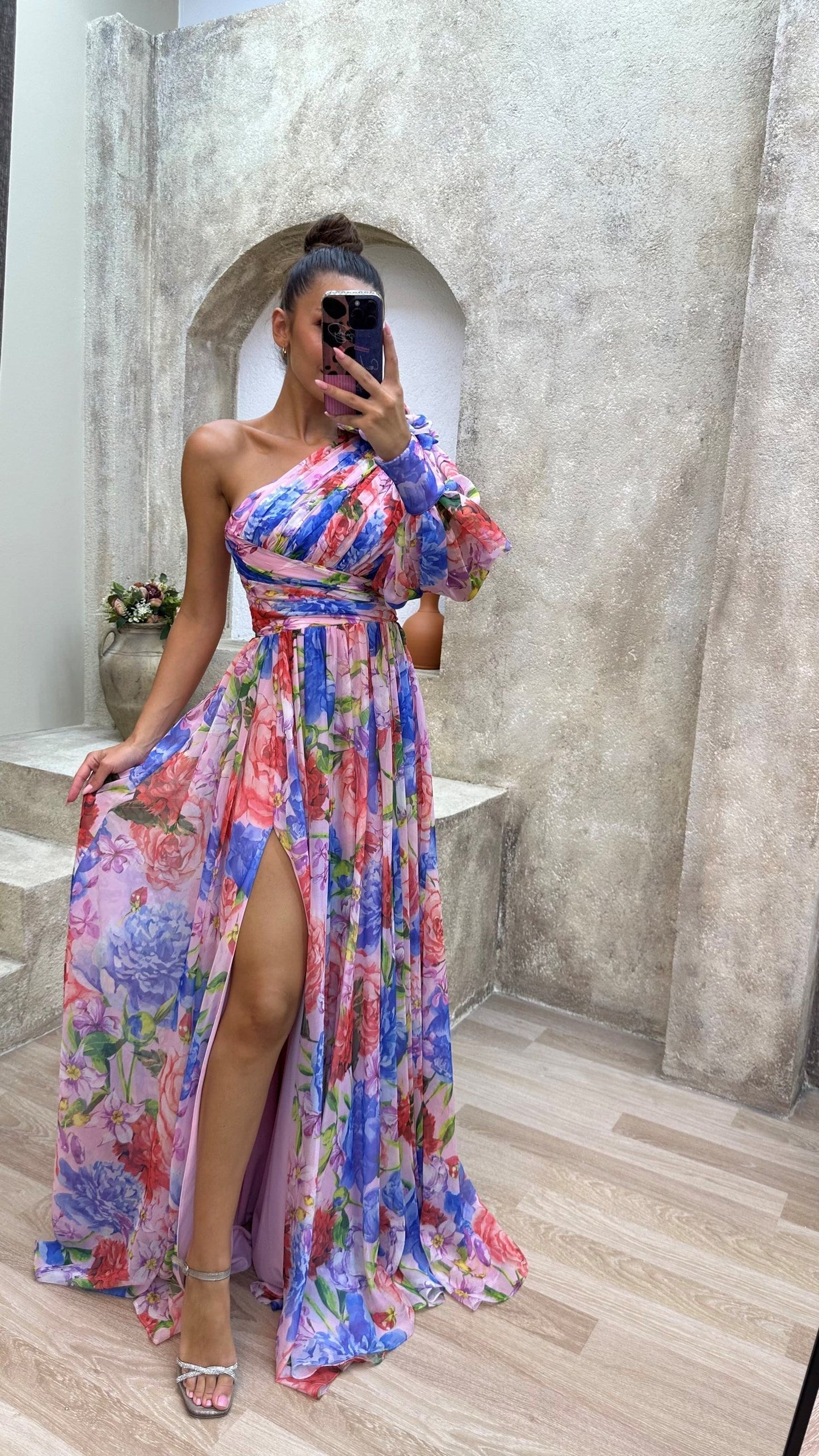 Image of Madeleine | Dame One Shoulder Blomstret Maxikjole