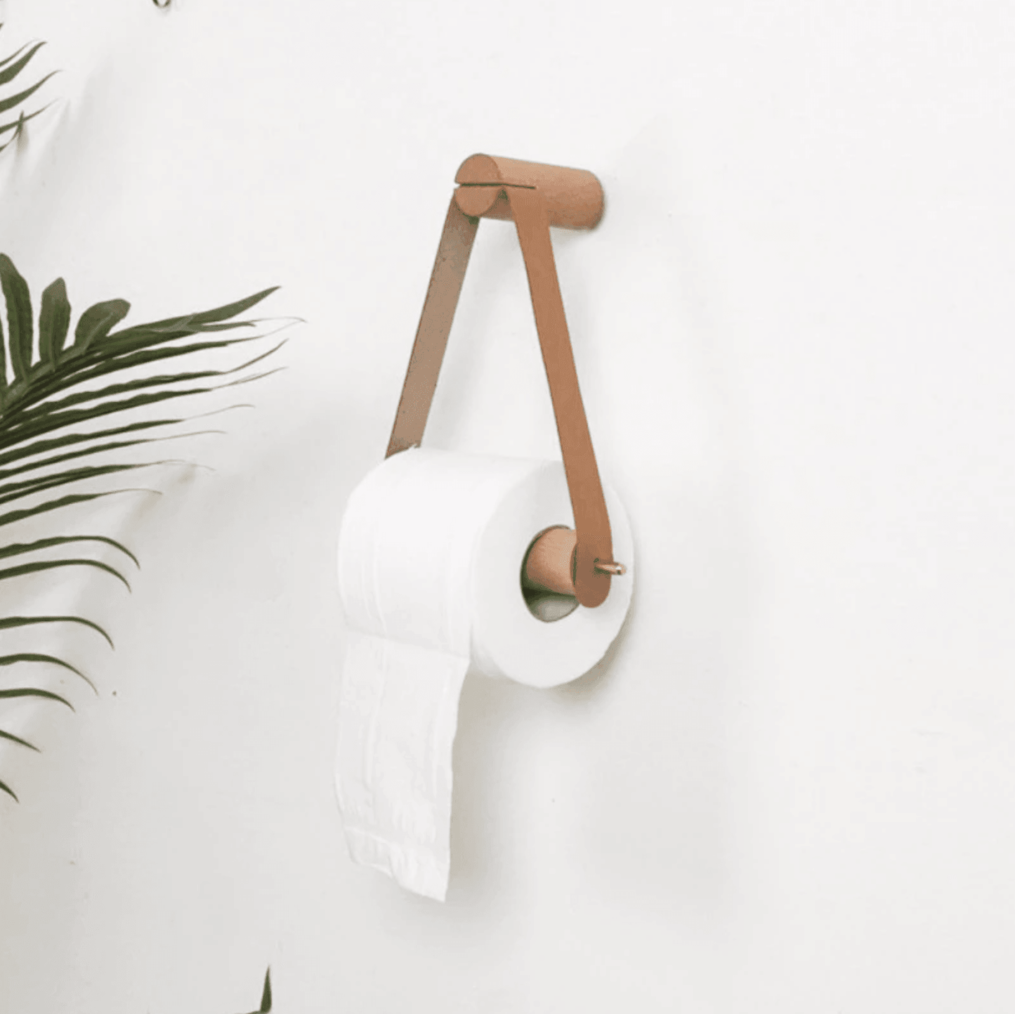 Marcelie | Højkvalitets Toiletpapirholder | Eg & Syntetisk Læder | Minimalistisk Badeværelsesdesign