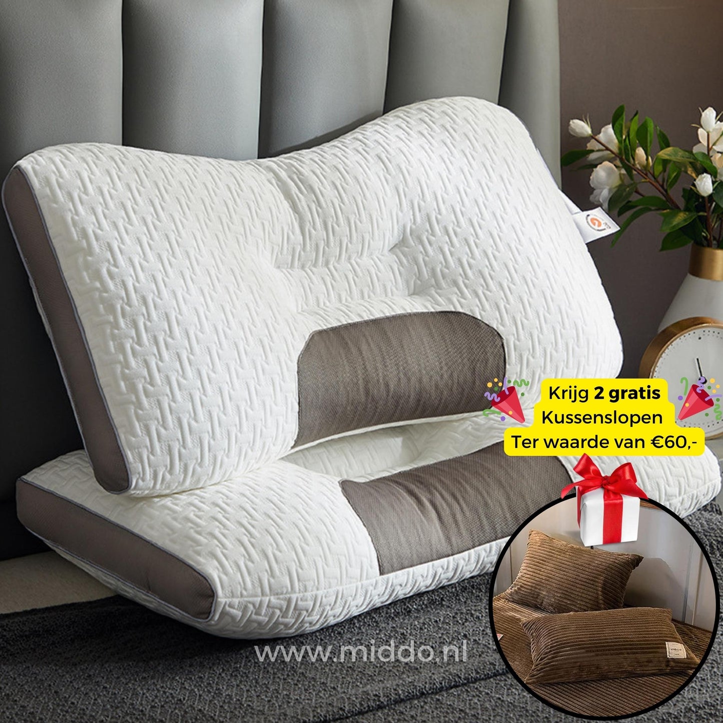 Nakkestøttepude til ryg- og sidesovere: DreamGuard Pro™ + Gratis fløjlsfleece pudebetræk!