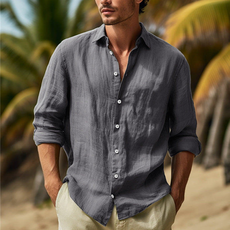 Bilal | Chemise à manches longues en lin pour hommes - Image 1
