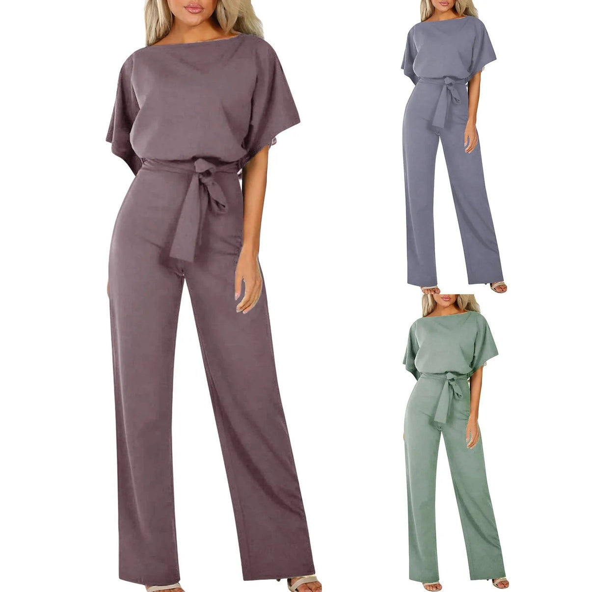 Image of Olea | Dame Bredbenet Jumpsuit med Bælte