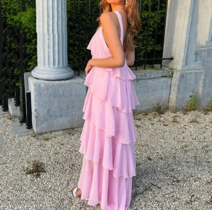 Zahia | Robe longue élégante à volants Rosanima - Image 3