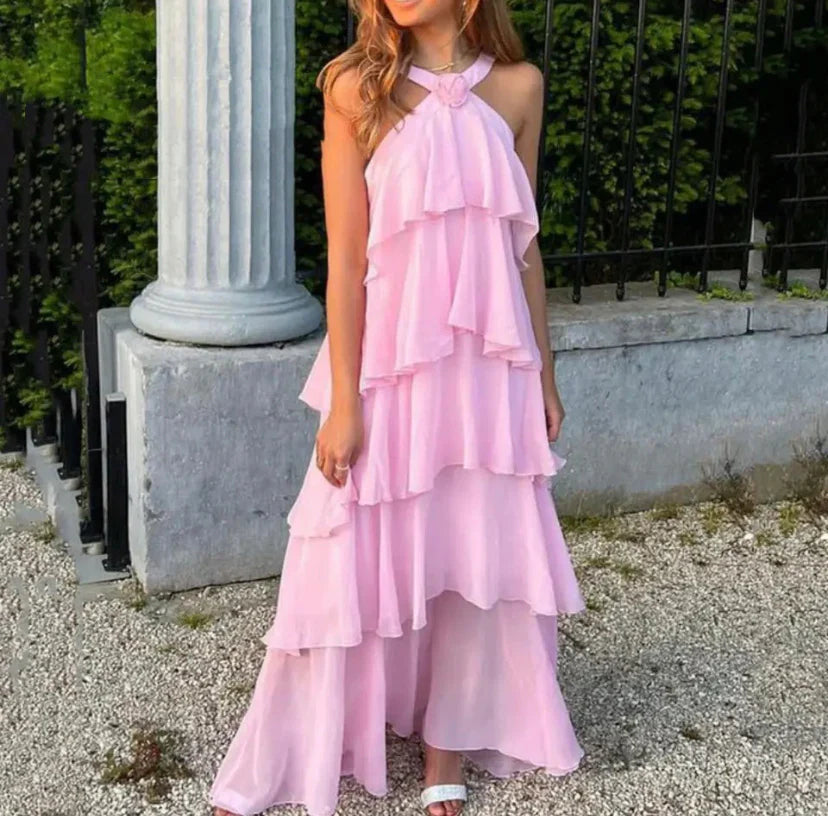 Zahia | Robe longue élégante à volants Rosanima - Image 1