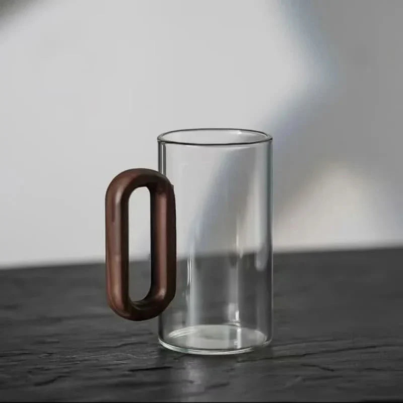 Rustik Træhåndtag Varmebestandig Glas Krus – 350ml