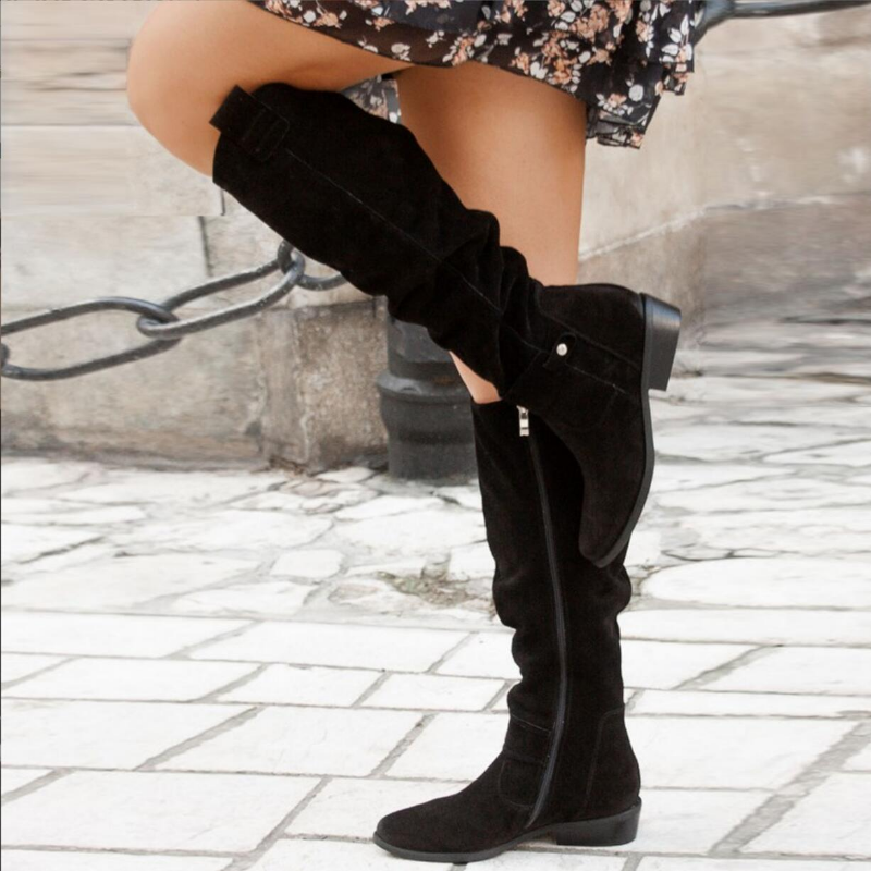 Amandine | Bottes hautes en daim avec boucles - Image 5