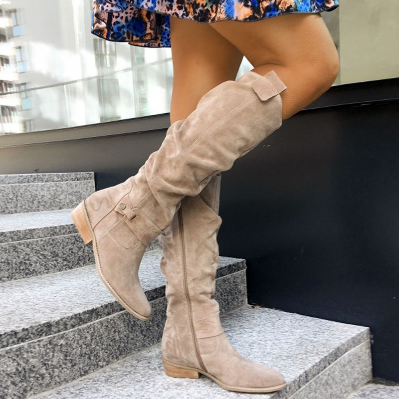 Amandine | Bottes hautes en daim avec boucles - Image 6
