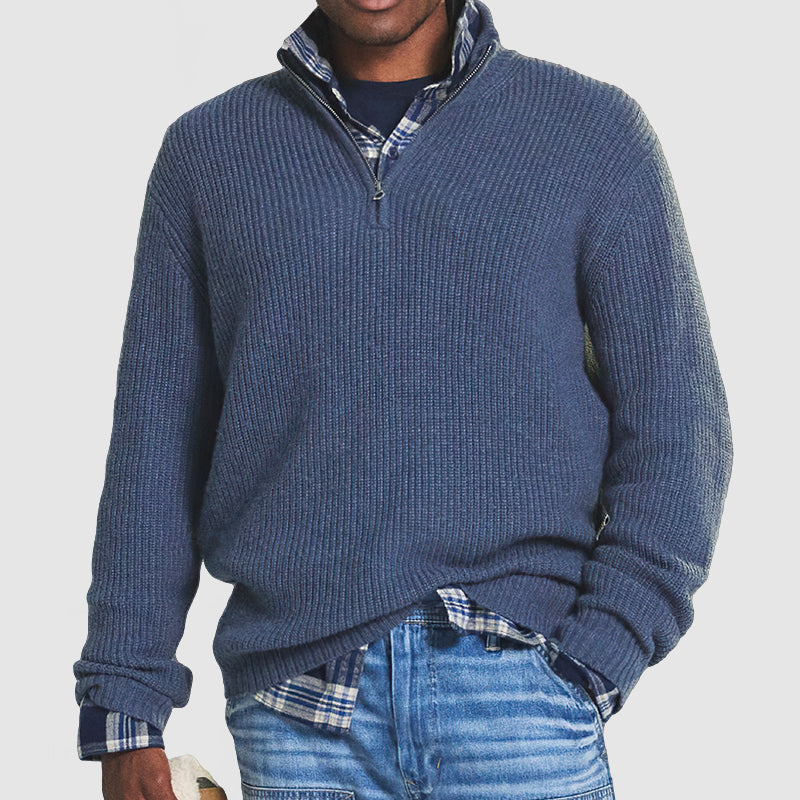 Henrick | Pull Homme En Maille Côtelée À Demi-Zip - Image 3