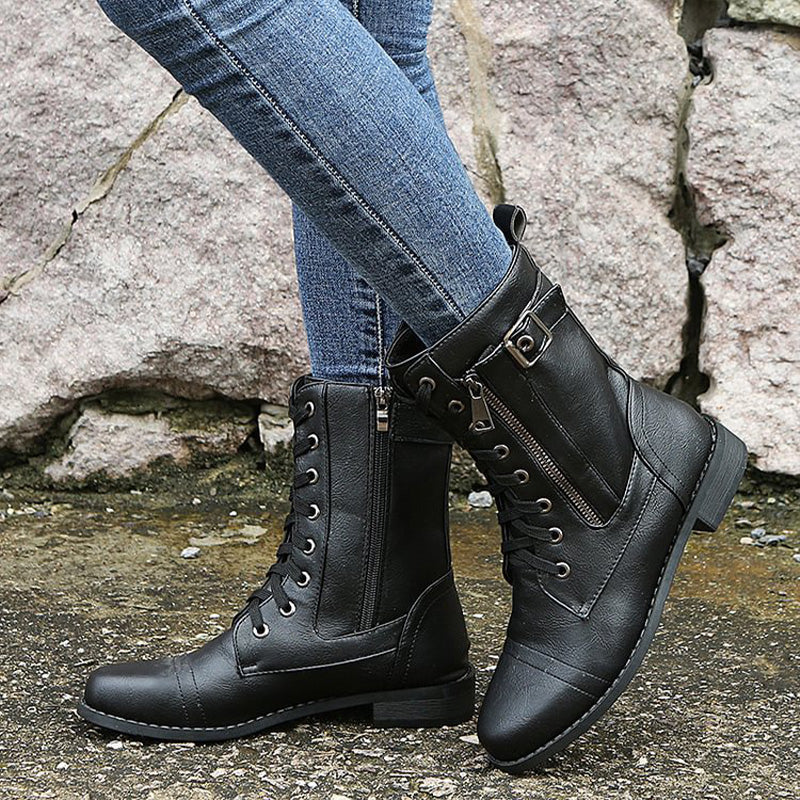 Mélyne | Bottes Combat à Lacets pour Femmes - Bottines - Image 11