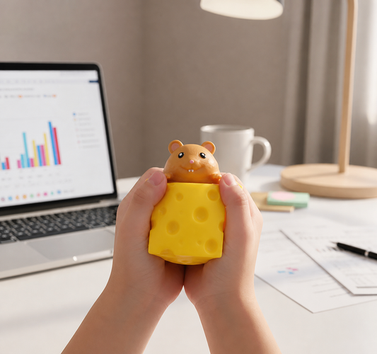 Unisex Squeeze Cheese Block med Pop-Up Mus