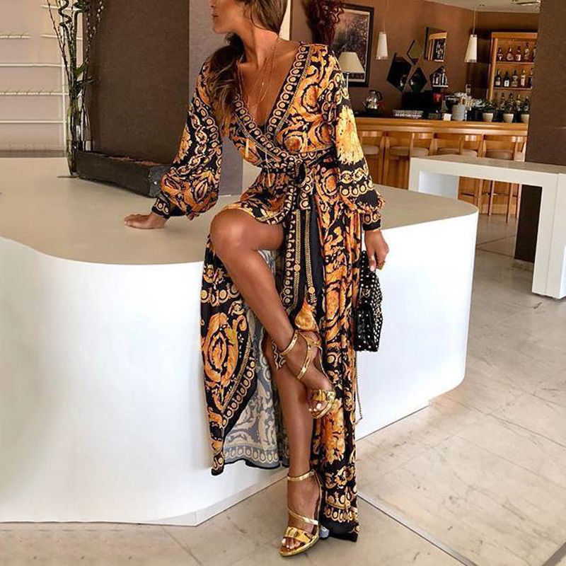 Lina | Robe longue chic à imprimé bohème pour femmes - Image 1