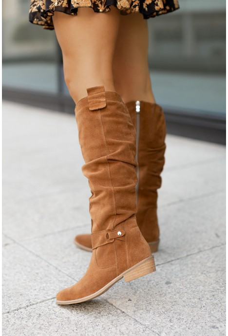 Amandine | Bottes hautes en daim avec boucles - Image 3
