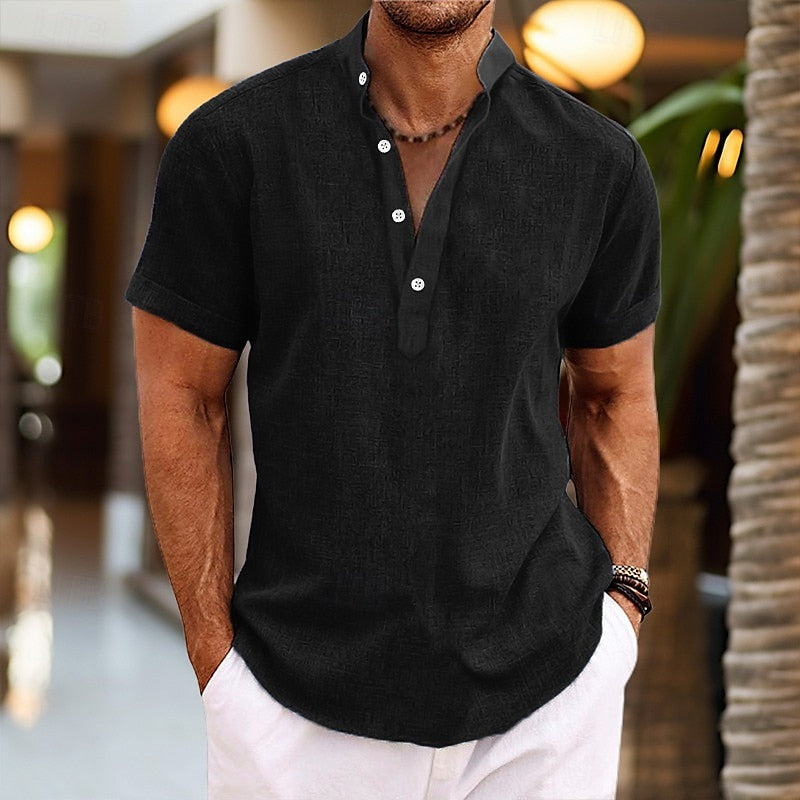 Charles | Chemise confortable à manches courtes en lin pour hommes - Image 4