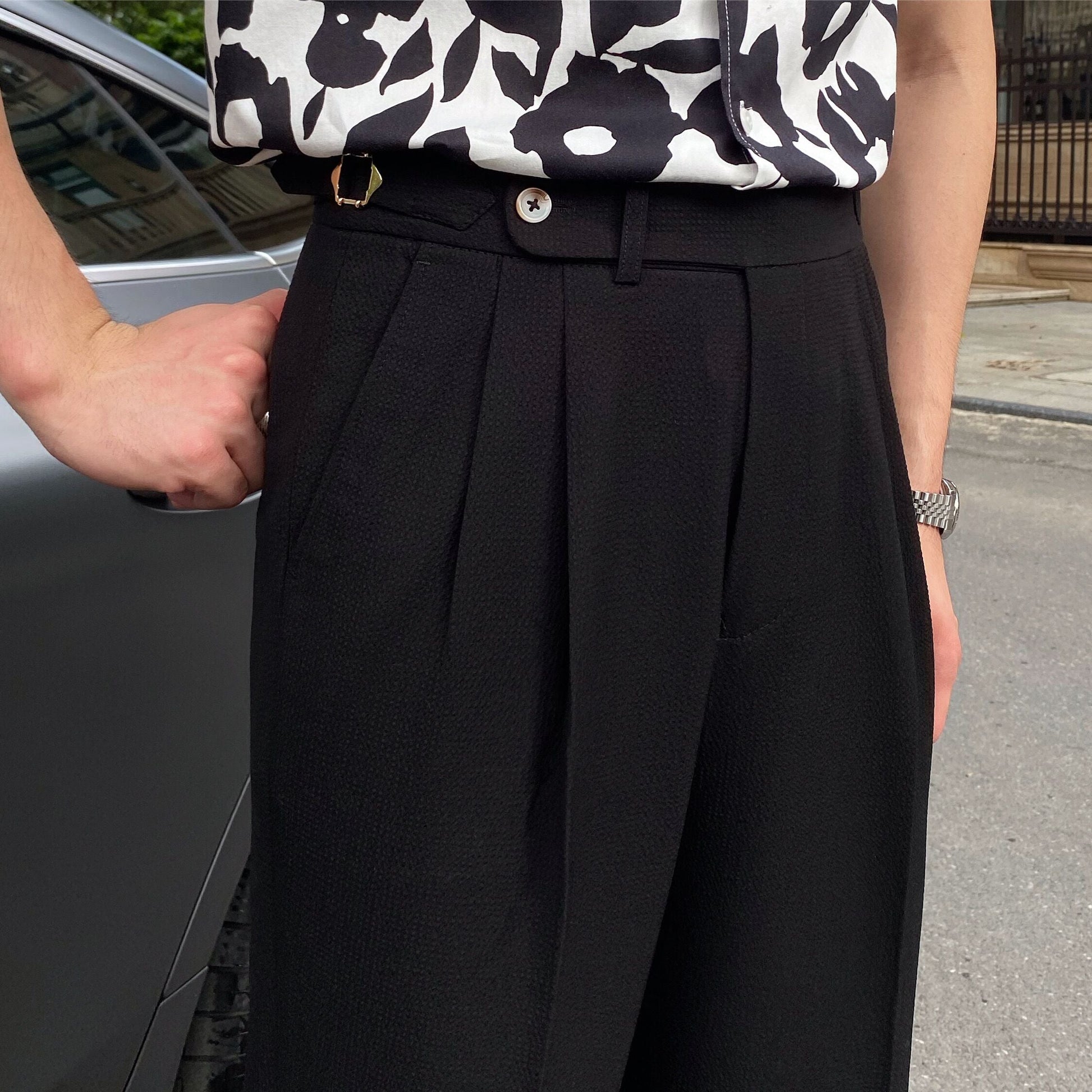 Nathanaël | Pantalon plissé taille haute pour homme - Image 2