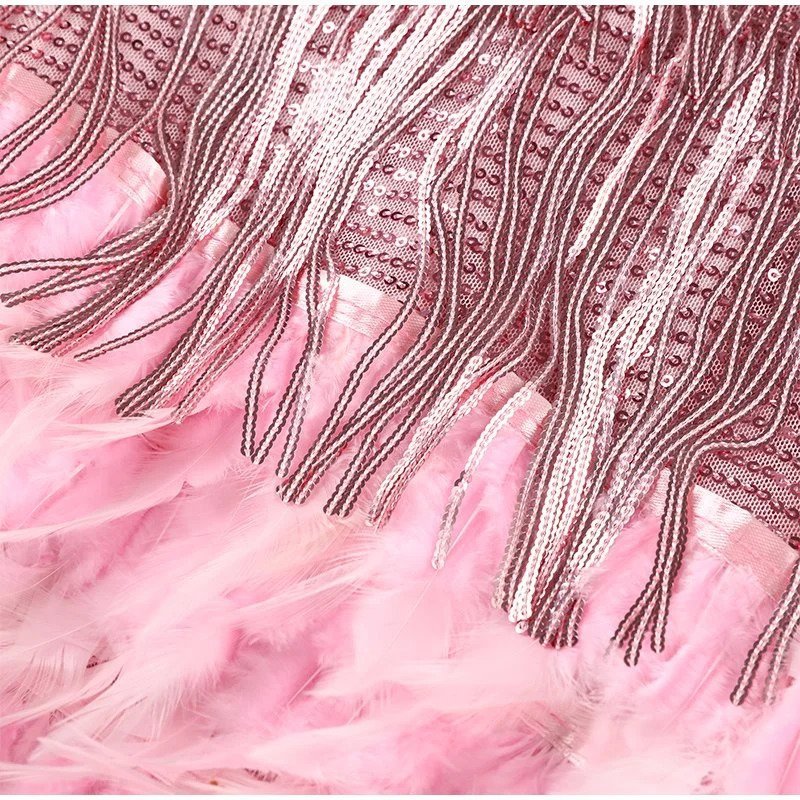 Judicaëlle | Mini robe de soirée avec franges et plumes - Image 7