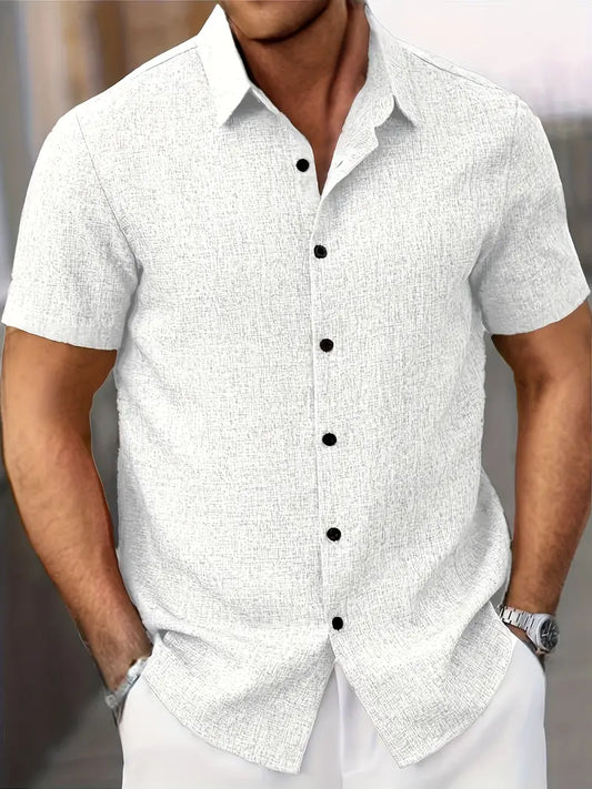 Mustapha | Chemise à manches courtes en lin léger pour hommes - Image 1