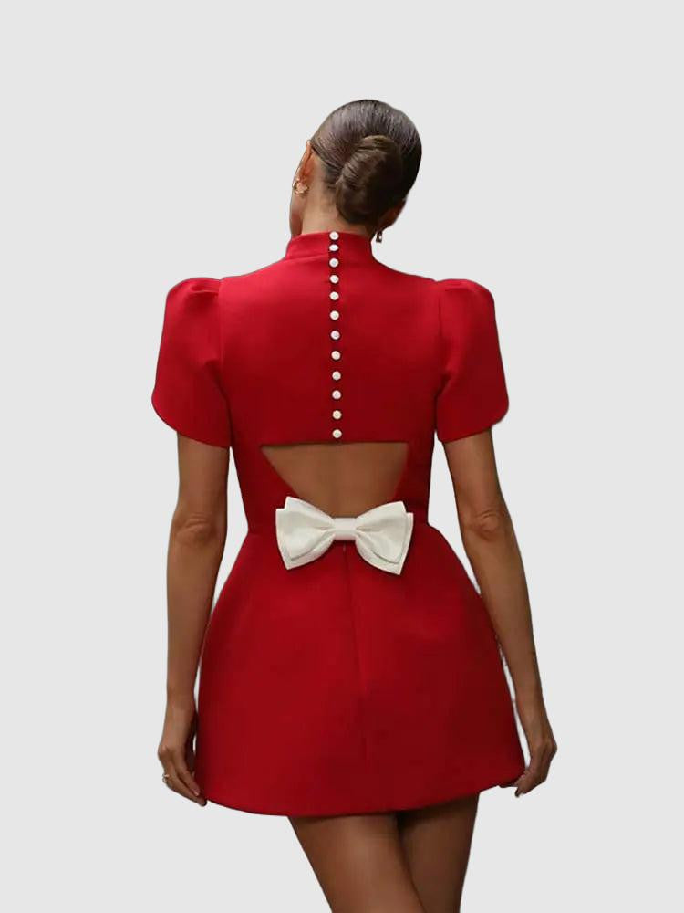 Elodie-rose | Superbe mini-robe élégante à nouer pour les événements d'été - Image 2