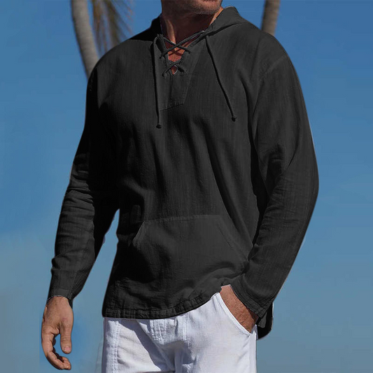 Jean | Sweat à capuche homme à lacets et manches longues - Image 1