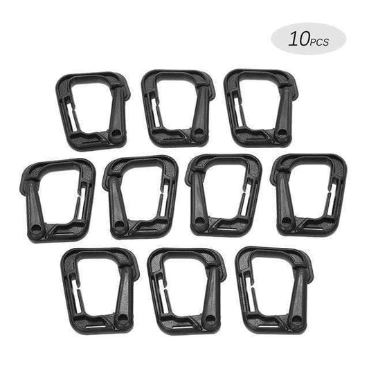 10-Pak låsbare D-ring clips til Molle-stropper