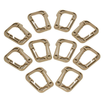 10-Pak låsbare D-ring clips til Molle-stropper