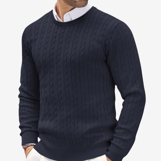 Noël | Pull Homme Col Rond Tricot Câbles - Image 1