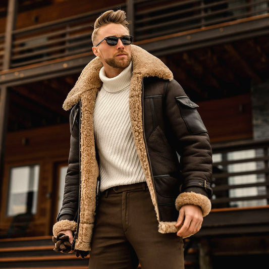 Calixte | Veste Aviateur Homme en Fausse Peau de Mouton Retournée - Image 1