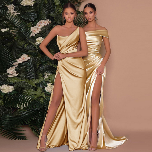 Nour | Robe longue élégante à une épaule avec corset et fente haute - Image 2
