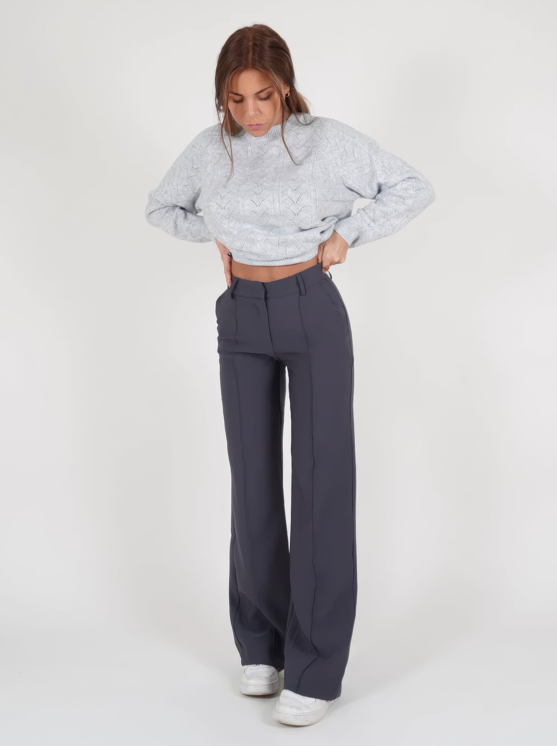 Éléa | Pantalon élégant à taille haute et à jambe large - Coupe ajustée - Image 12