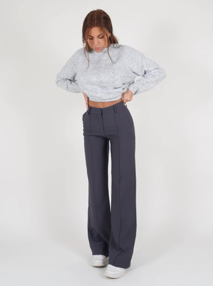 Éléa | Pantalon élégant à taille haute et à jambe large - Coupe ajustée - Image 12
