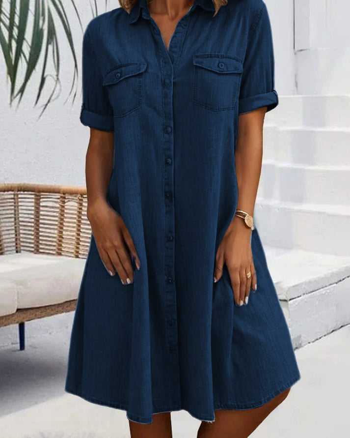 Nour | Robe élégante à manches courtes et à boutons pour tous les jours - Image 3