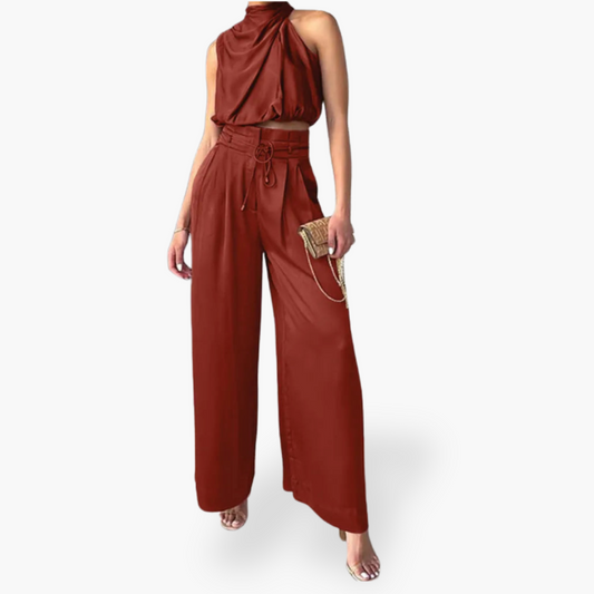 Hadia | Elégant ensemble dos nu et pantalon palazzo - Image 1