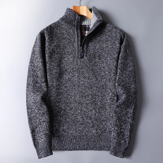 Pierre | Pull Homme Maille Côtelée Demi-Zip - Image 1