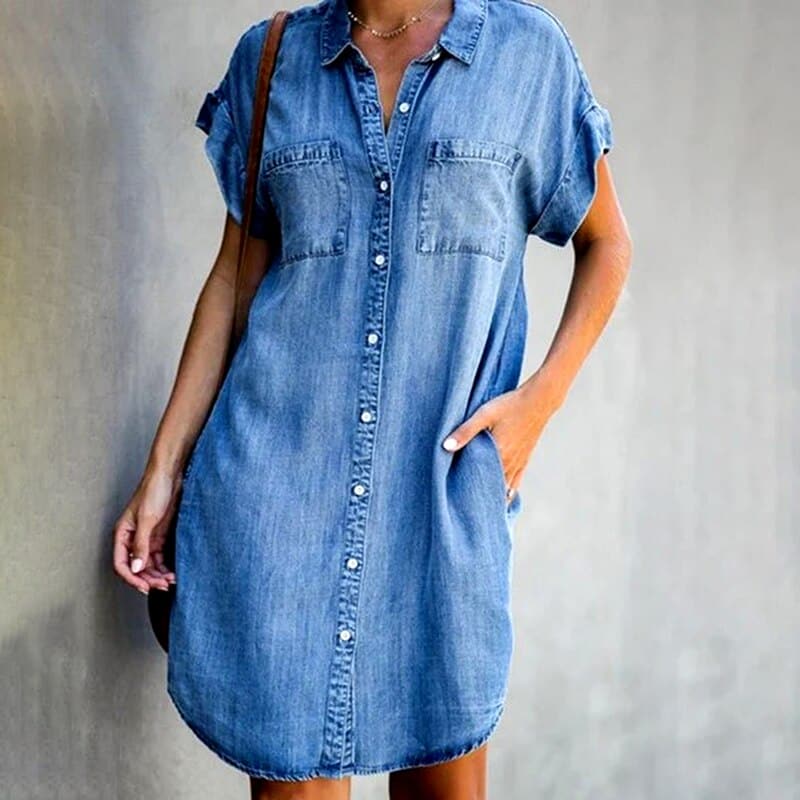 Alma hansen | Robe chemise en denim - coupe décontractée - Image 1