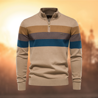 Daniel | Pull rayé à col zippé pour homme - Image 1