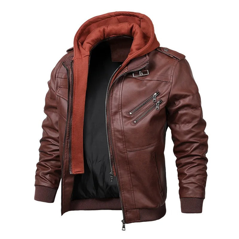 Elliot | Blouson aviateur en cuir à capuche pour homme - Image 5
