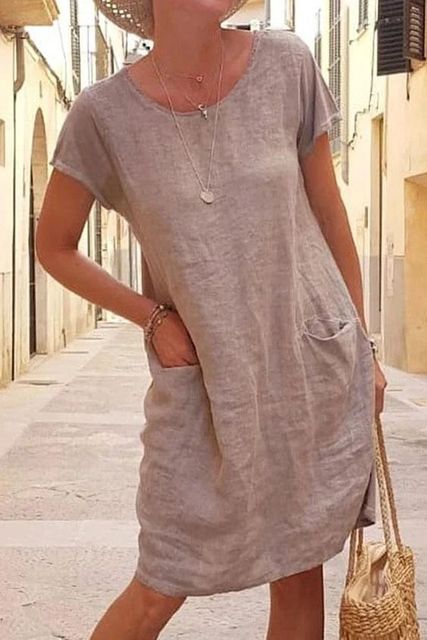 Ingrid | Mini robe d'été à manches courtes et poches - Image 2
