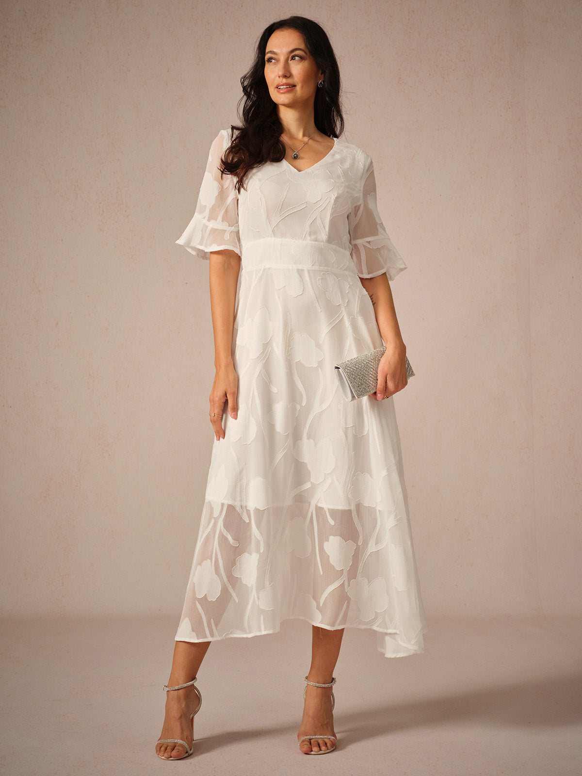 Couture-moda | Robe longue élégante à manches volantes - Image 1
