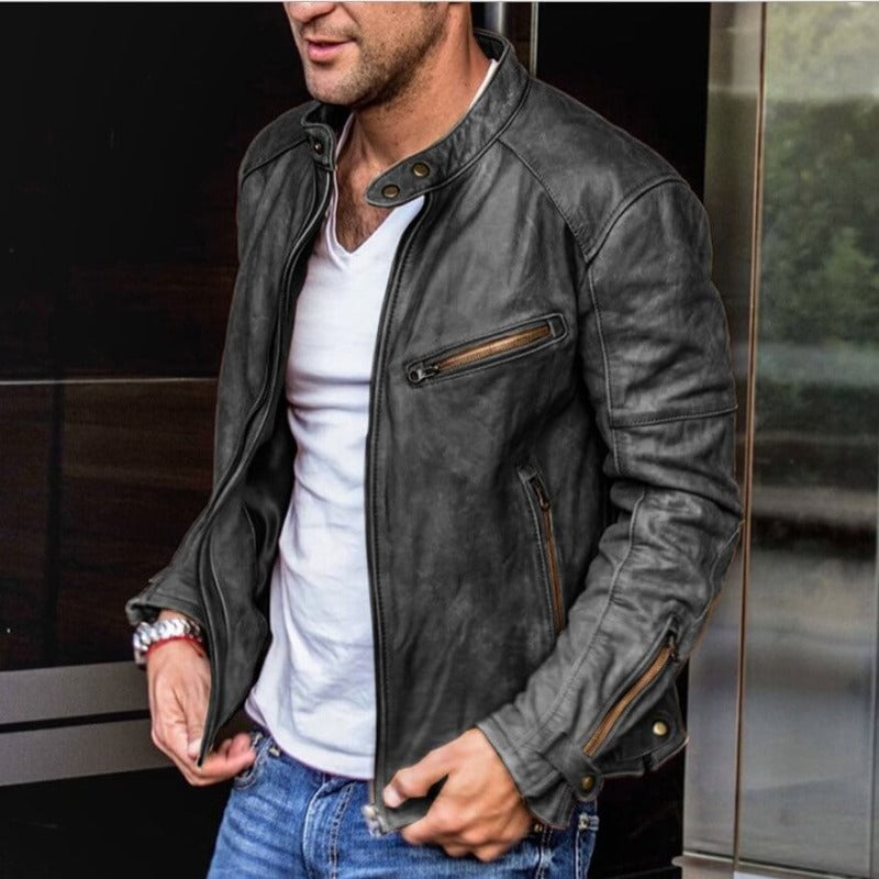 Rémi | Blouson motard en cuir slim fit pour homme - Image 2